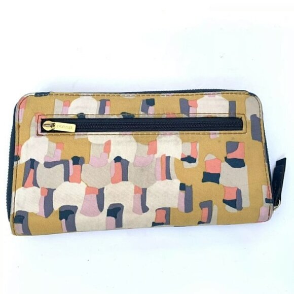 FOSSIL Wallet Zip Around Fabric Brush Strokes - Picture 6 of 6